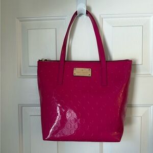Kate Spade Pink Circle Embossed Patent Leather Tote Bag